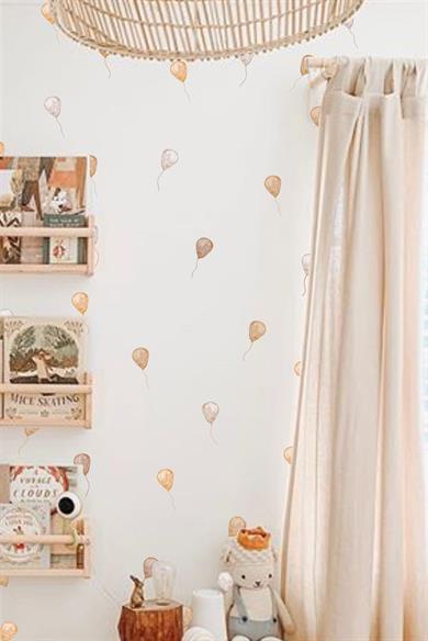 Soft Kahve Tonlarda Uçan Balonlar Çocuk Odası Dekorasyon Sticker Seti