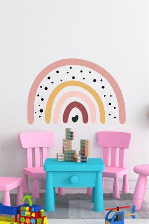 Soft Renklerde Puantiyeli Gökkuşağı Çocuk Bebek Odası Duvar Sticker