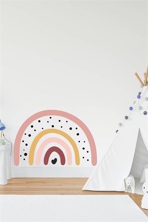 Soft Renklerde Puantiyeli Gökkuşağı Çocuk Bebek Odası Duvar Sticker