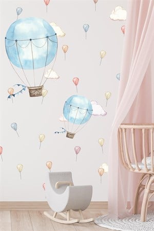 Soft Renklerde Uçan Balonlar Seti Çocuk Bebek Odası Sticker Seti
