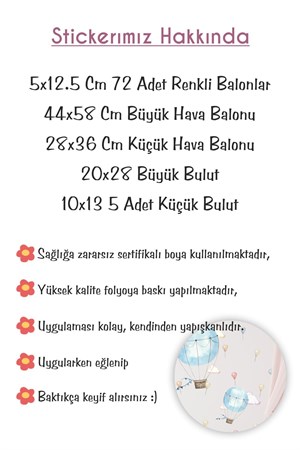 Soft Renklerde Uçan Balonlar Seti Çocuk Bebek Odası Sticker Seti