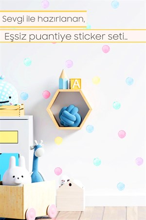 Suluboya Desenli Açık Renkli Puantiye Çocuk Odası Duvar Sticker