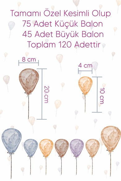 Suluboya Desenli Balonlar Çocuk Bebek Odası Dekorasyon Sticker Seti