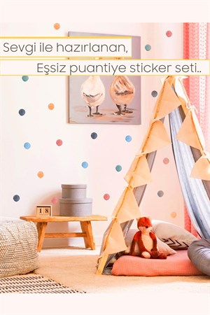 Suluboya Desenli Koyu Renkli Puantiye Çocuk Odası Duvar Sticker