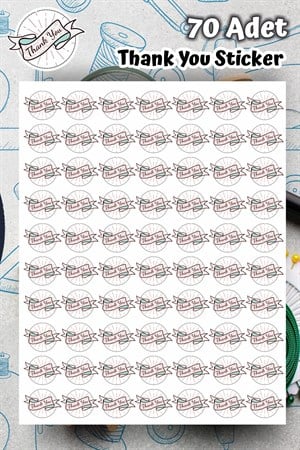 Thank You Etiket Sticker Yuvarlak Etiket 4x4 cm-70 Adet