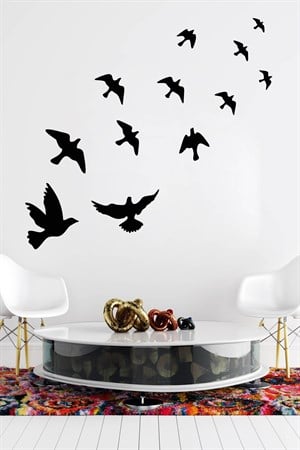 Uçan Kuşlar Dekoratif Duvar Sticker Kuş Sürüsü (58x61cm)