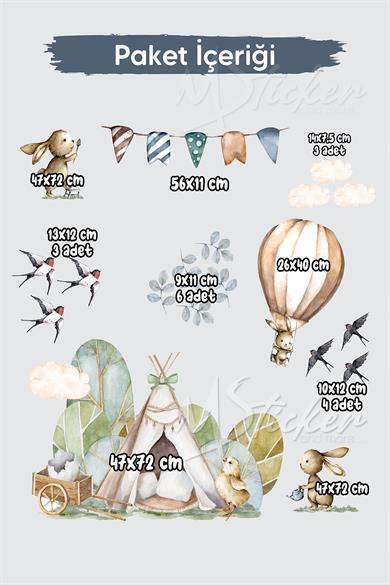Vintage Çiftlik Çocuk Bebek Odası Sticker Seti