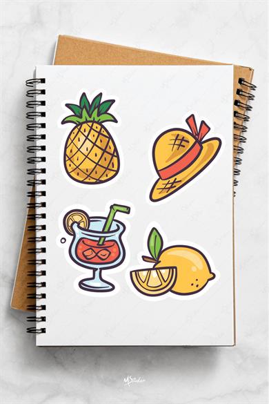 Yaz Temalı Sudan Etkilenmeyen Sticker Seti 30 Parça Tüm Yüzeylere Uygun Sticker Deniz Tatil Sticker