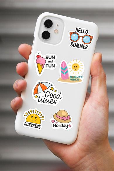 Yaz Temalı Sudan Etkilenmeyen Sticker Seti 30 Parça Tüm Yüzeylere Uygun Sticker Deniz Tatil Sticker