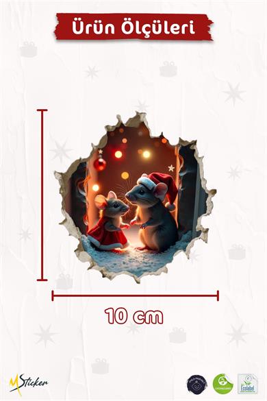 Yeni Yıl Temalı Mini Sticker Priz Sticker Yılbaşı Yeni Yıl Mini Boy Sticker