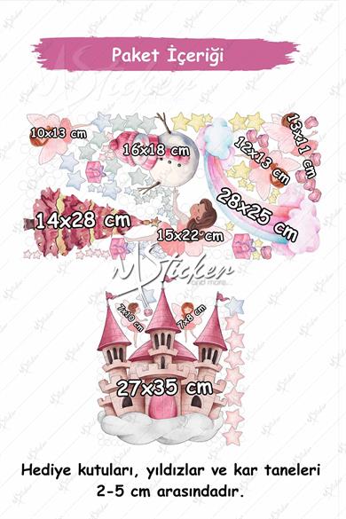 Yeni Yılın Pembe Rüyası Cam Duvar Sticker Seti, Pembe Rüya Yılbaşı Sticker Seti Yılbaşı Süsü Periler
