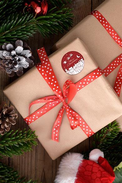 Yılbaşı Paket Sticker 4x4 - 48 Adet - Suya Dayanıklı Yeni Yıl Yılbaşı Sticker, Hediye Paketi Süsü