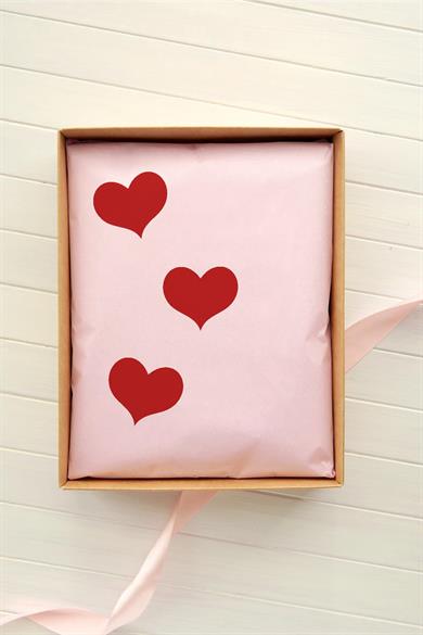 Yılbaşı Sevgililer Günü 3x4 cm 60 Adet Kalp Sticker Seti, Hediye Paketi Süsü - Paketleme -  Özel Kesimli