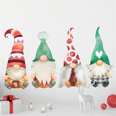 Yılbaşı Sevimli 6lı Cüceler Çocuk Odası Cam Duvar Sticker Seti