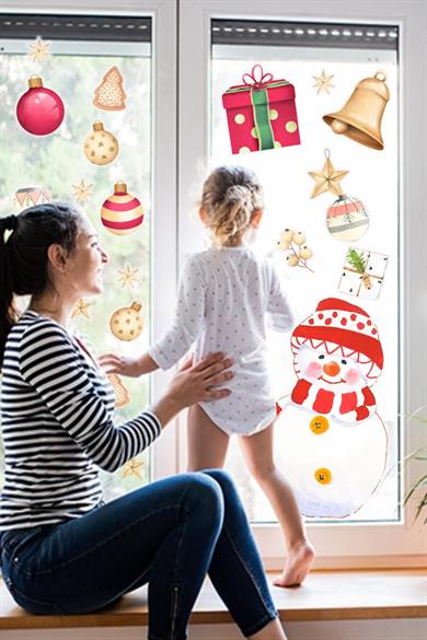 Yılbaşı Sticker Kardan Adam ve Yeni Yıl Çocuk Odası Sticker Seti