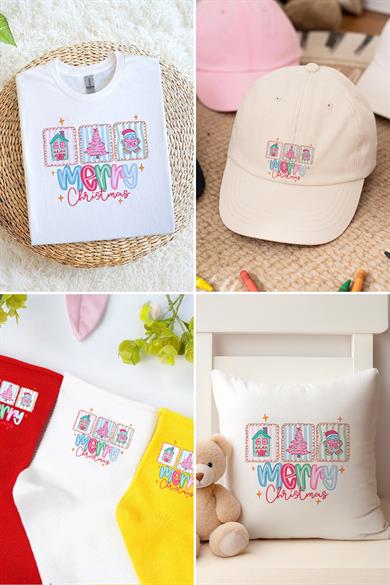 Yılbaşı Süsler Temalı Kumaş Baskı Yapılabilen Özel Tasarım Ütü Ile Yapışan Tekstil Dtf Baskı Görseli