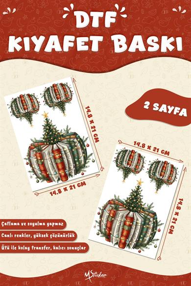 Yılbaşı Süsü Temalı Kumaşa Baskı Yapılabilen Özel Tasarım Ütü Ile Yapışan Tekstil Dtf Baskı Görseli