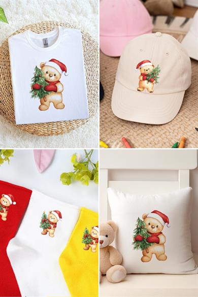 Yılbaşı Temalı Kumaşa Baskı Yapılabilen Özel Tasarım Ütü Ile Yapışan Tekstil Dtf Baskı Görseli