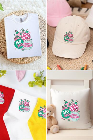 Yılbaşı Topları Süs Kumaş Baskı Yapılabilen Özel Tasarım Ütü Ile Yapışan Tekstil Dtf Baskı Görseli