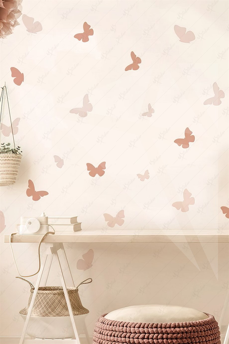  Pastel Tonlarda Kelebek Figürlü Çocuk Bebek Odası Dekoratif Sticker Seti 64 Parça Stok Kodu: k778 