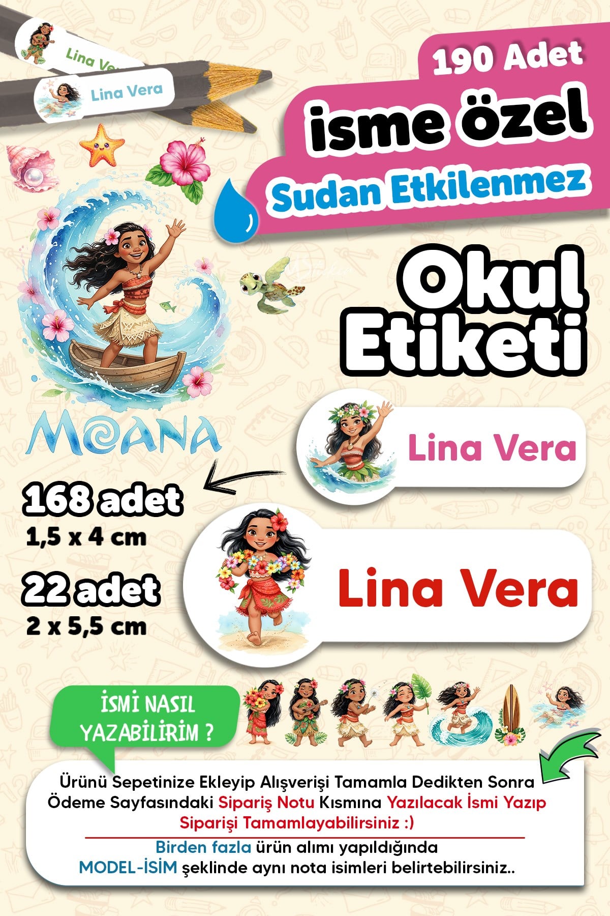 190 Adet Kişiye Özel Okul Etiketi İsim Yazılabilen Kalem Defter Suluk Etiketi Suya Dayanıklı