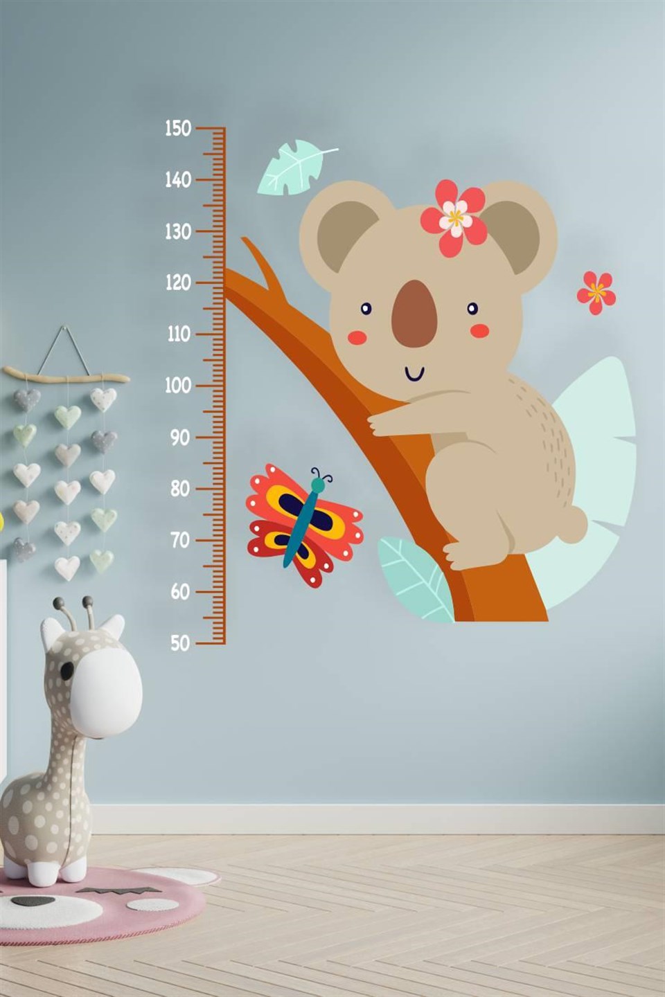 Ağaca Sarılı Sevimli Koala Boy Cetvel Sticker 100x100 cm