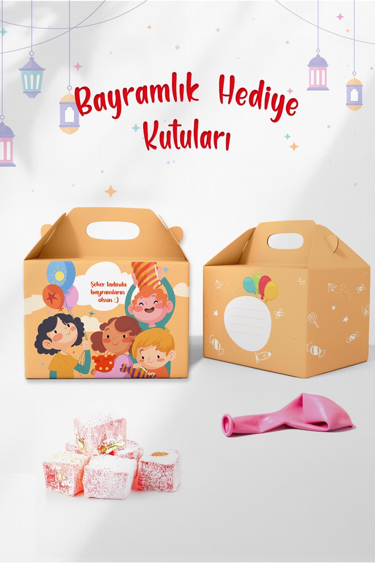 Bayramlık Hediye Kutusu, Özel Tasarım 10 adet Bayram Hediye Kutusu, Harçlık Bölümlü Hediyelik Kutu