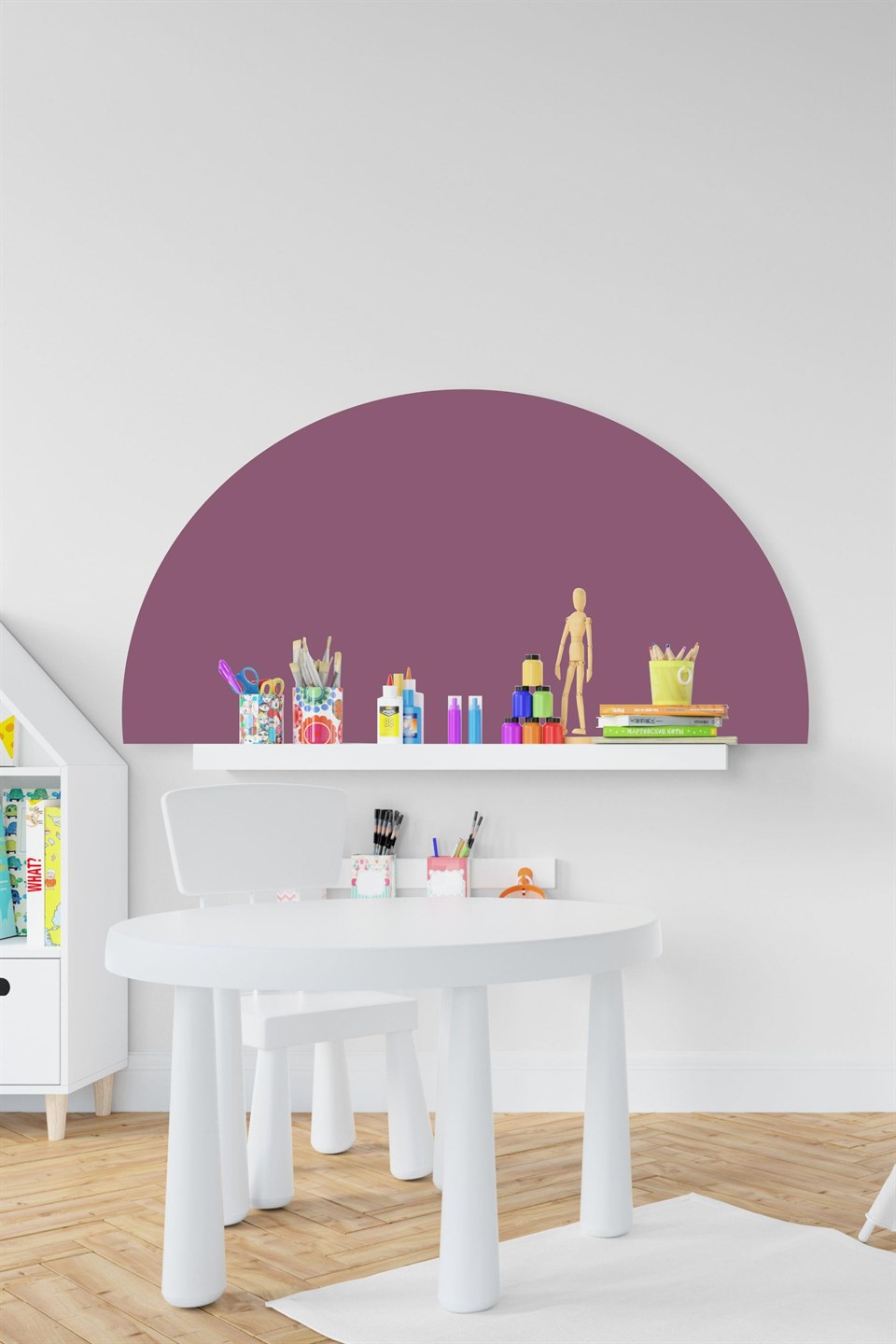 Bohem Tarzı Mor Yarım Daire Çocuk Bebek Odası Sticker (50x100 cm)
