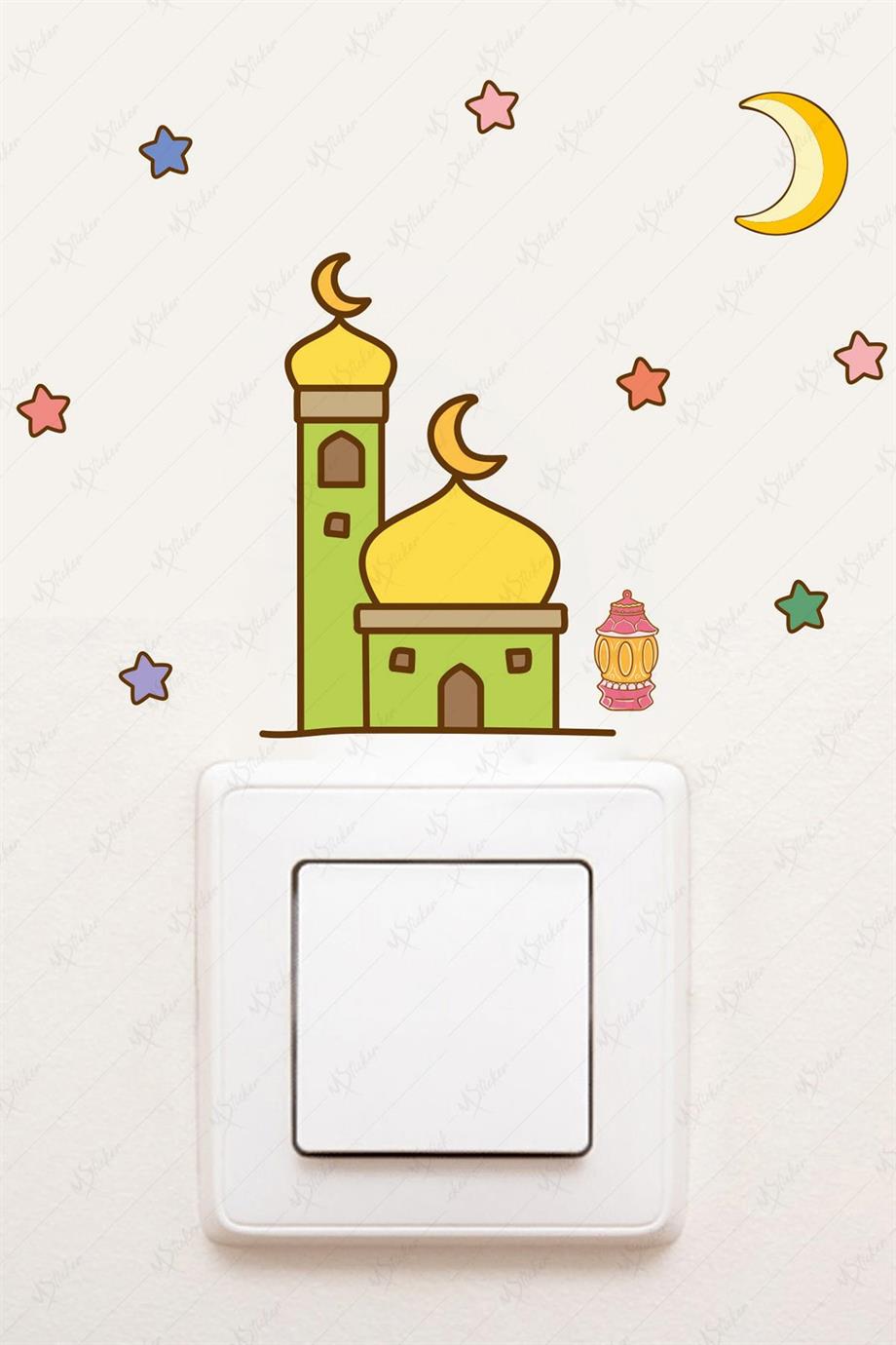 Cami Ay ve Yıldızlar Ramazan Priz Sticker 