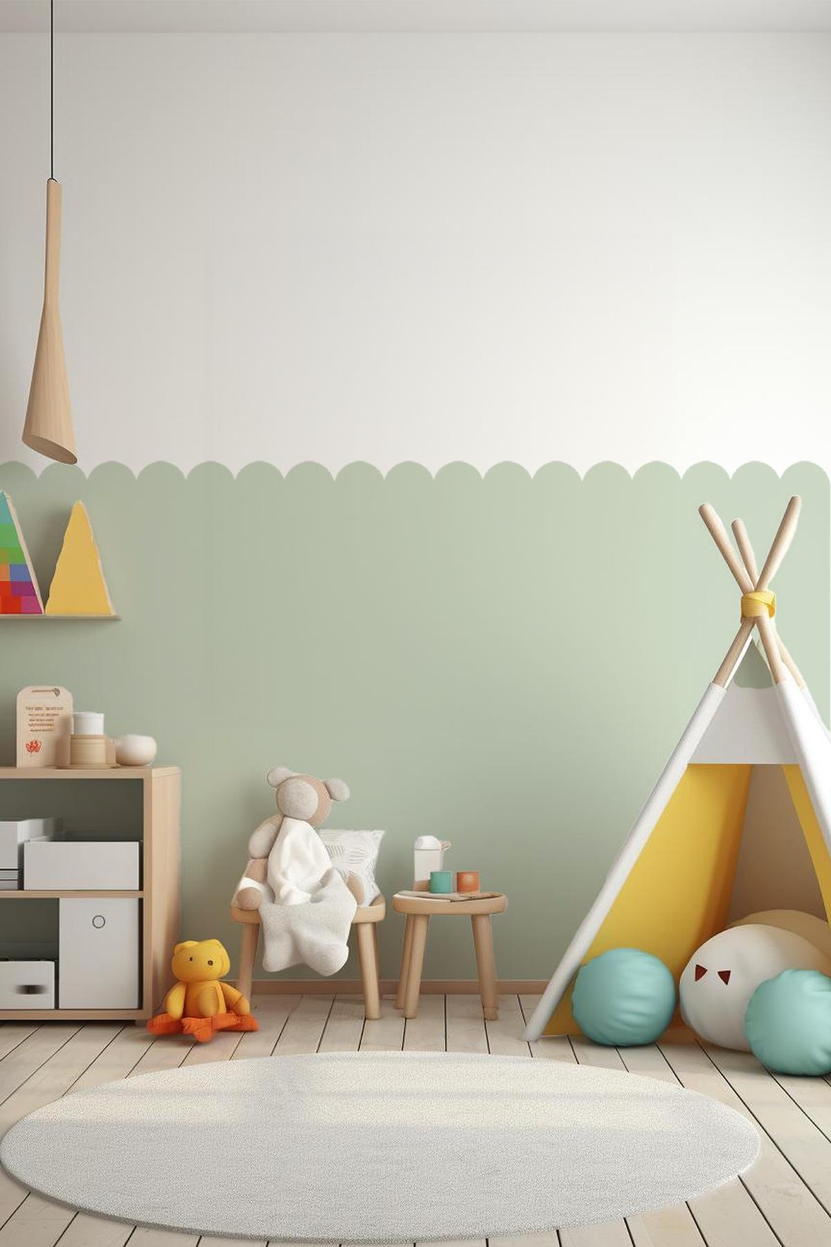 Çocuk Odası Yarım Duvar Kaplama  Özel Kesimli Duvar Kağıdı Görünümlü 55x115 Sticker