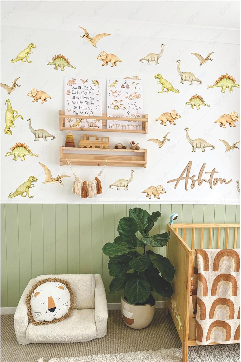 Eğitici ve Eğlenceli Dinazorlar Sticker Seti - Çocuk Bebek Odası Cam Duvar Dinazor Sticker Seti