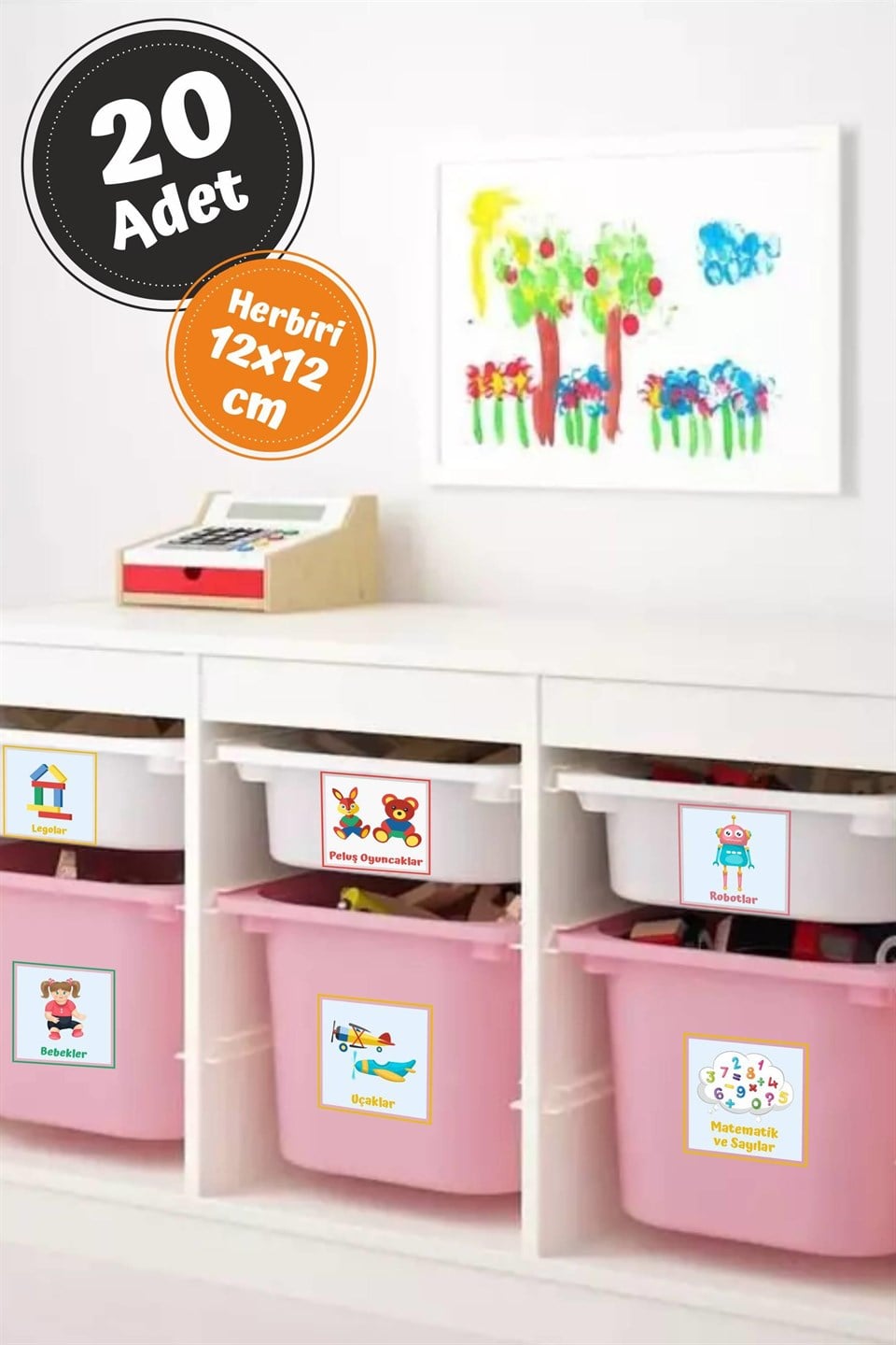 Eğlenceli Büyük Renkli Oyuncak Kutusu Sticker-Organizer Etiket-Re
