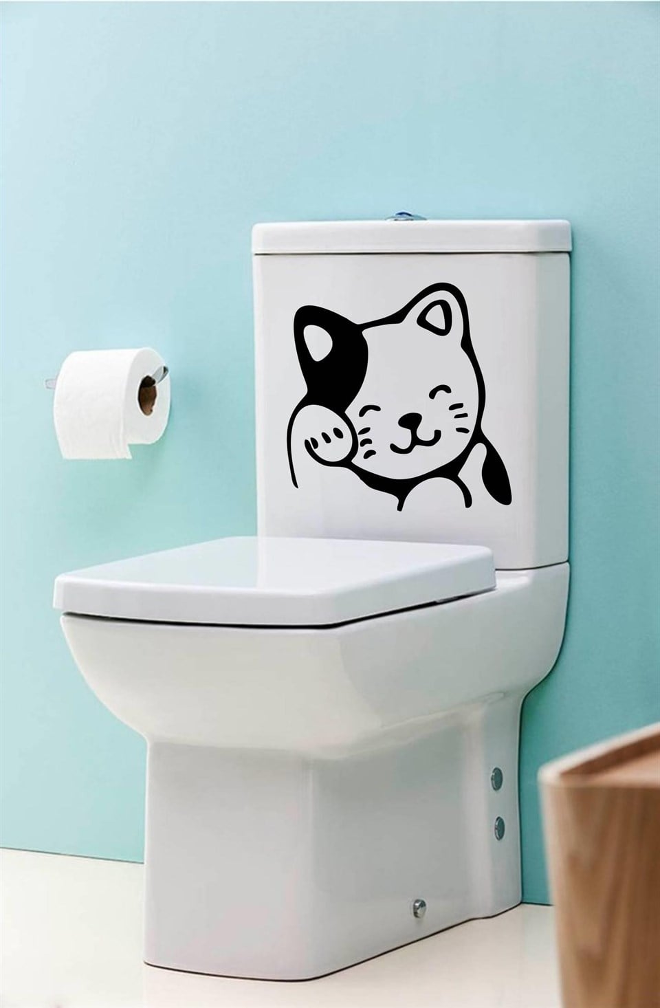 Eğlenceli Klozet Kapağı ve Banyo Sticker - Sevimli Kedi
