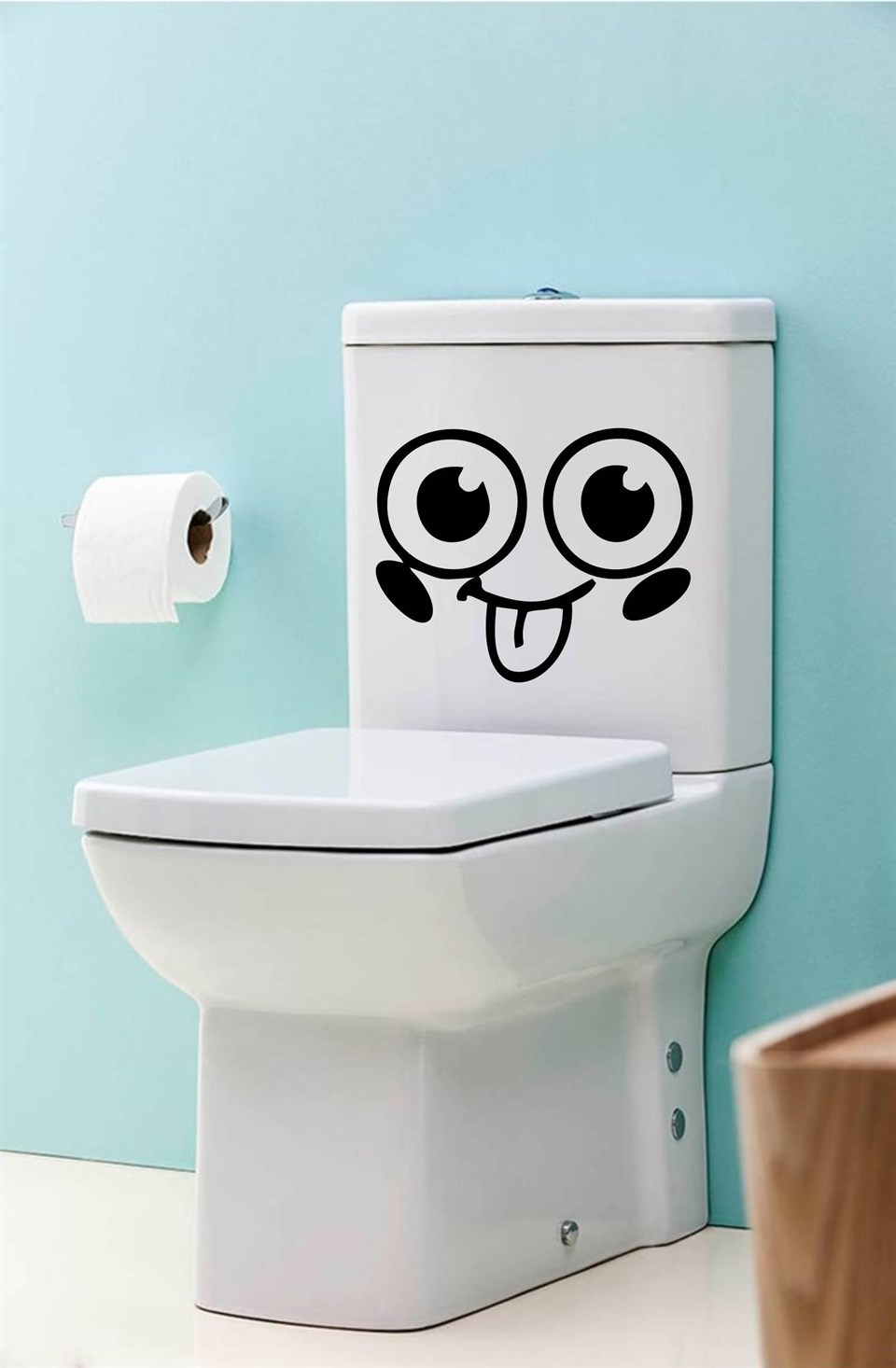 Eğlenceli Klozet Kapağı ve Banyo Sticker - Smiley