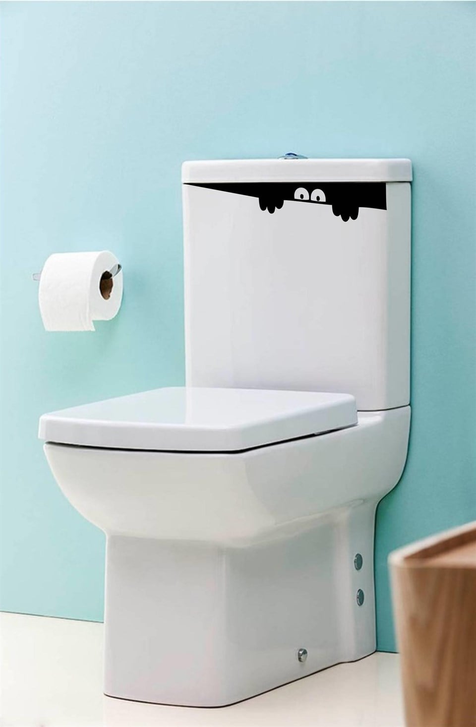 Eğlenceli Klozet Kapağı ve Banyo Sticker - Gizemli Bakışlar