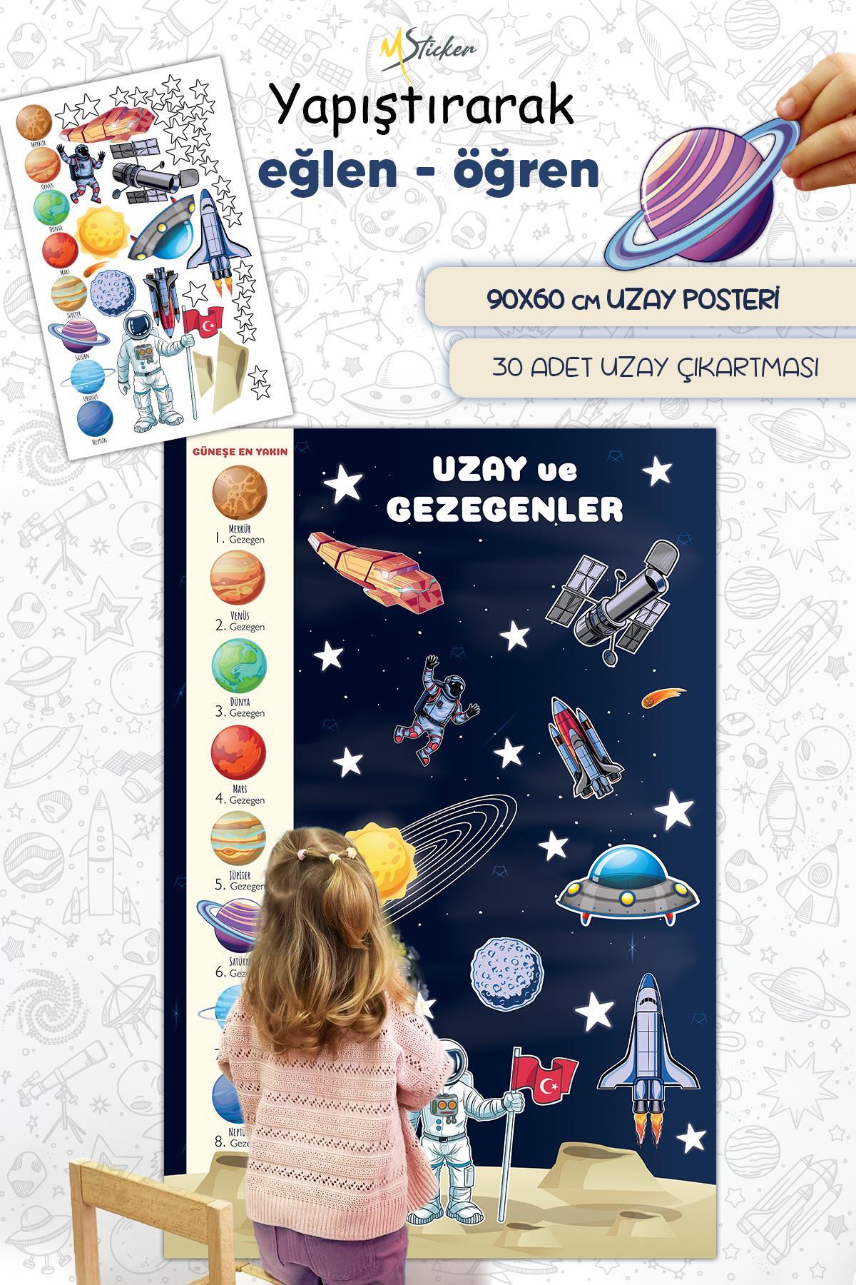 Gezegenler ve Uzay Figürleri Sök Tak Sticker Seti Bitmeyen Eğitici ve Eğlenceli Sticker