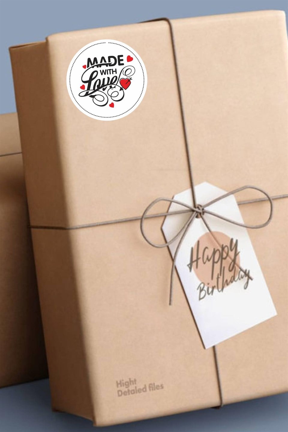 Hand Made-Made With Love Sticker, Yuvarlak Etiket-4x4cm-70 Adet