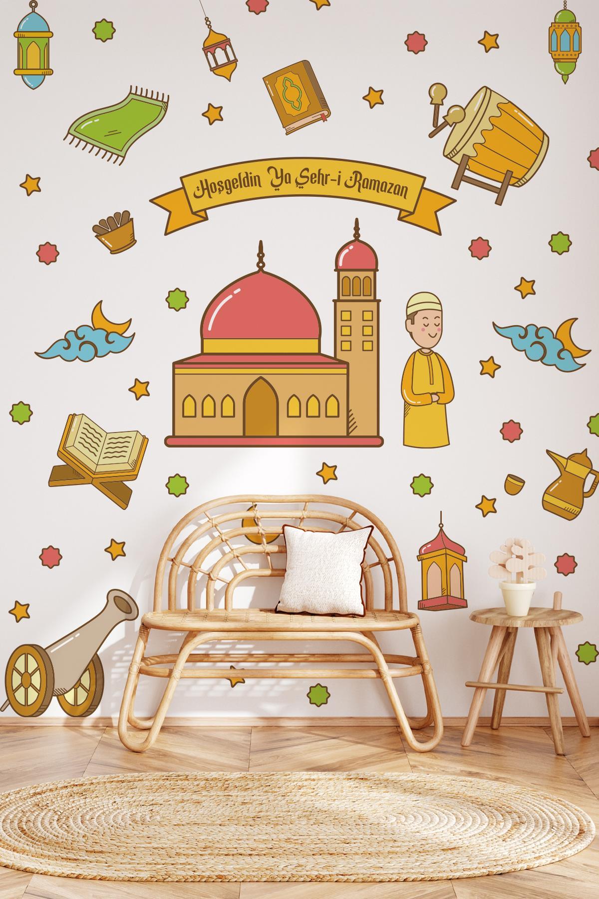 Hoşgeldin Ramazan Temalı Camili Sticker Seti Ramazan Figürleri Sticker, Çocuklar İçin Ramazan Seti3