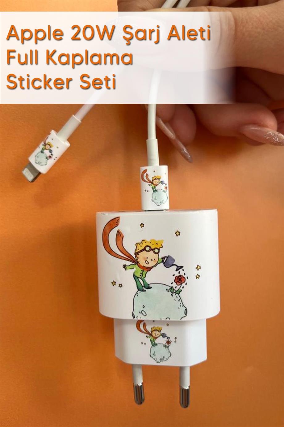 Iphone 20w Uyumlu Şarj Aleti Kaplaması - Küçük Prens Temalı Full Sarj Aleti Sticker 5 Parça 