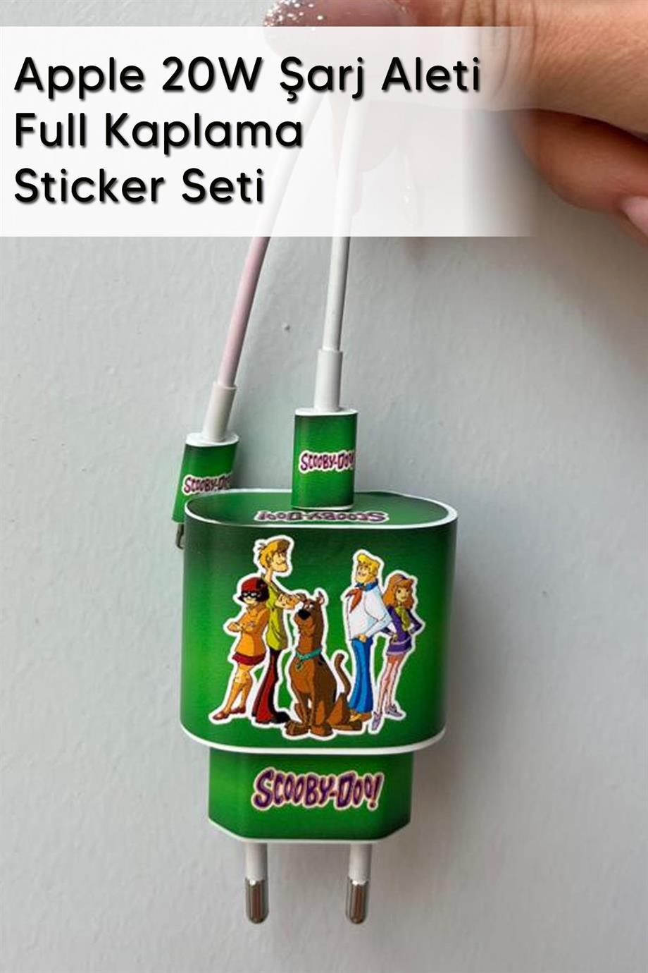 Iphone 20w Uyumlu Şarj Aleti Kaplaması - Scooby Doo Temalı Full Sarj Aleti Sticker 5 Parça 
