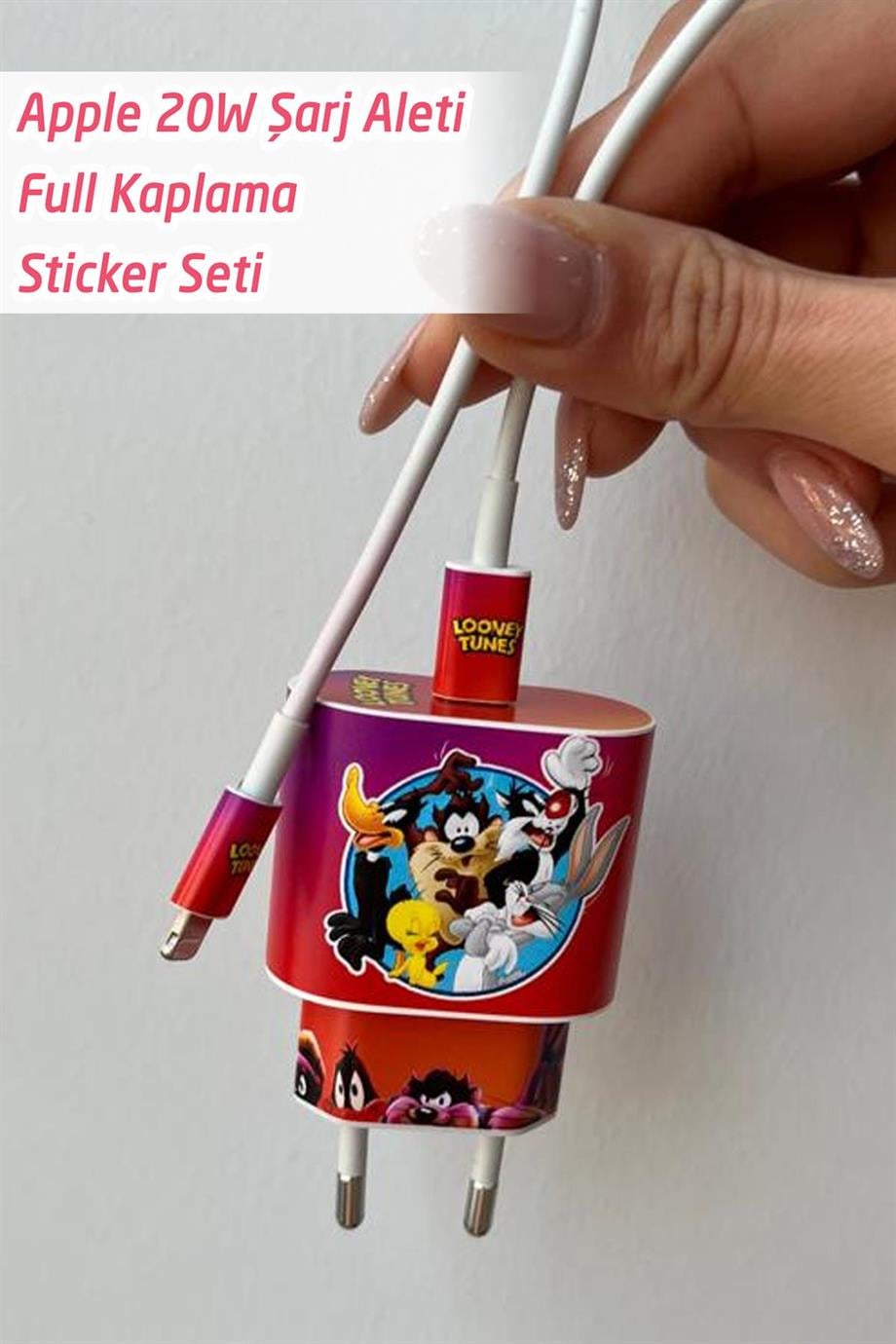 Iphone 20w Uyumlu Şarj Aleti Kaplaması - Looney Tunes Temalı Full Sarj Aleti Sticker 5 Parça 