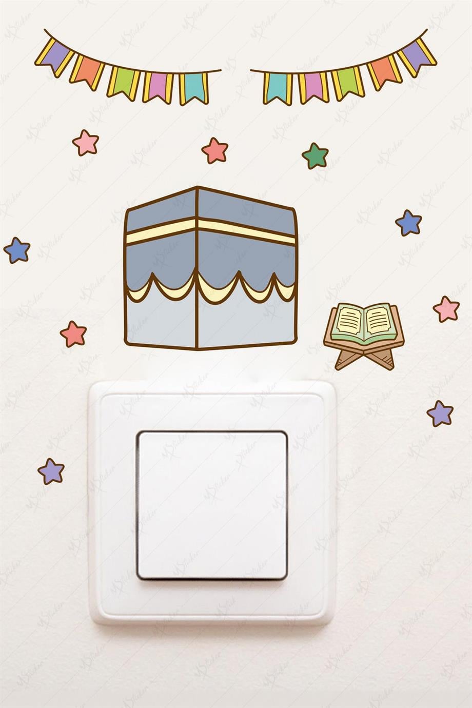 Kabe Yıldızlar ve Süsler Ramazan Priz Sticker 