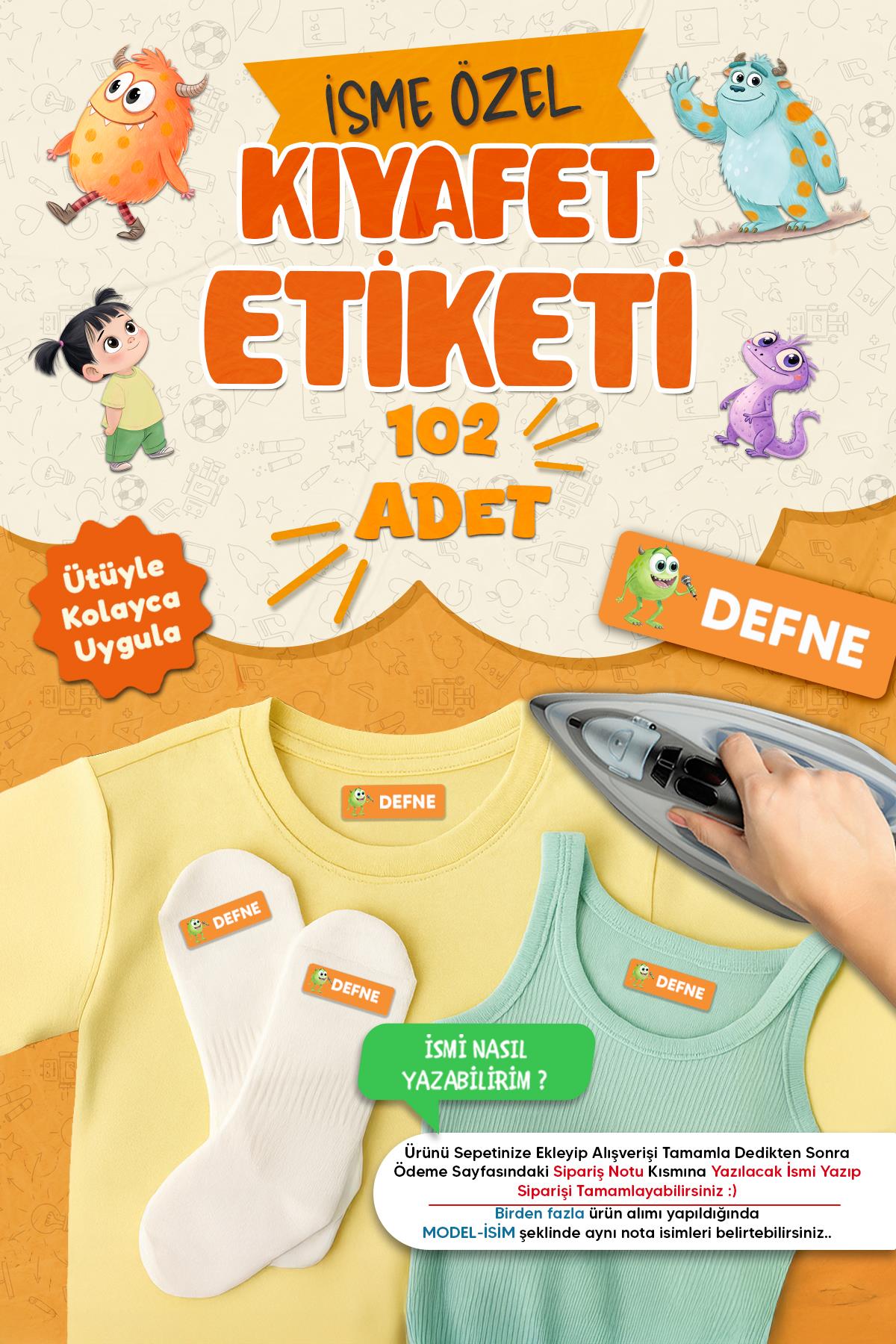Kıyafet Etiketi - Okul Kıyafetlerine Kişiye Özel 30 Saniyede Kolay Uygulama Yıkanabilir - Canavarlar
