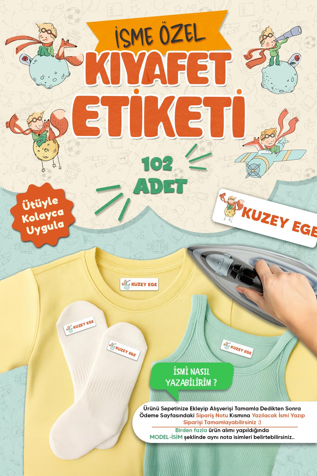 Kıyafet Etiketi - Okul Kıyafetlerine Kişiye Özel 30 Saniyede Kolay Uygulama Yıkanabilir -Küçük Prens