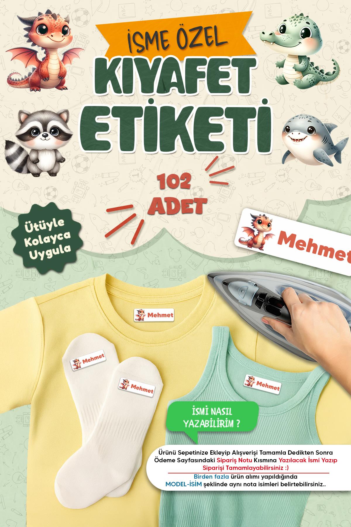 Kıyafet Etiketi - Okul Kıyafetlerine Kişiye Özel 30 Saniyede Kolay Uygulama Yıkanabilir - Hayvanlar2