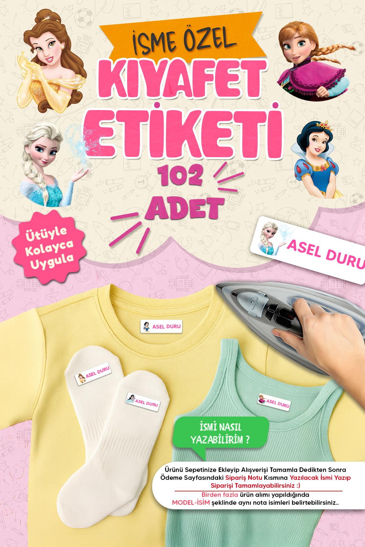 Kıyafet Etiketi - Okul Kıyafetlerine Kişiye Özel 30 Saniyede Kolay Uygulama Yıkanabilir - Prensesler