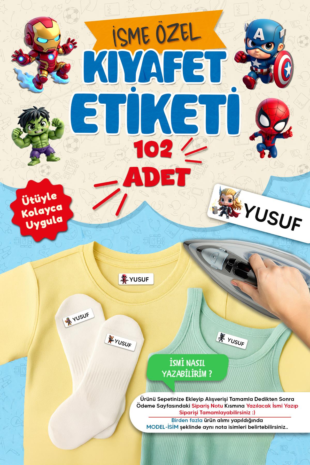 Kıyafet Etiketi - Okul Kıyafetlerine Kişiye Özel 30 Saniyede Kolay Uygulama Yıkanabilir - Kahramanl