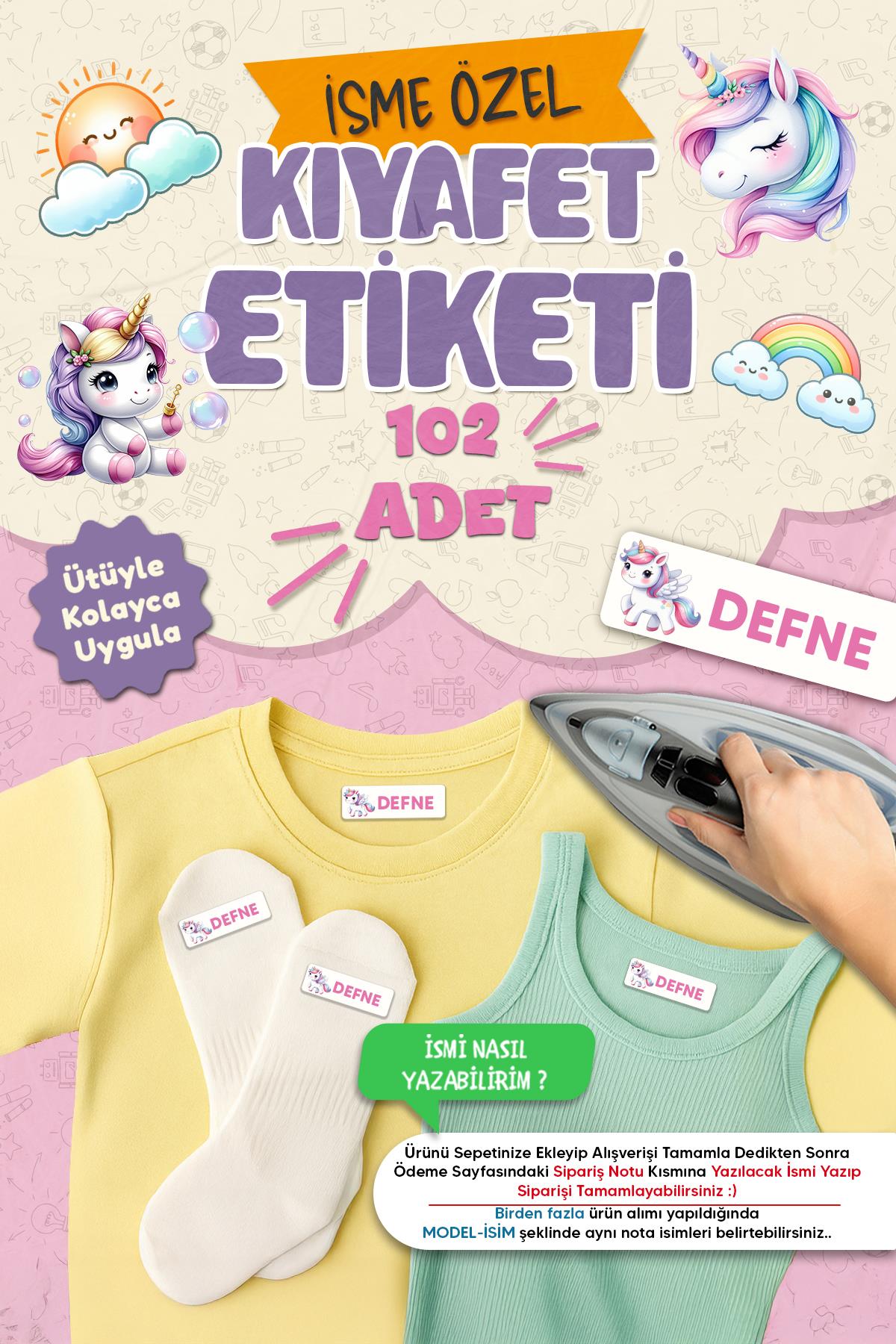 Kıyafet Etiketi - Okul Kıyafetlerine Kişiye Özel 30 Saniyede Kolay Uygulama Yıkanabilir - Unicorn 2