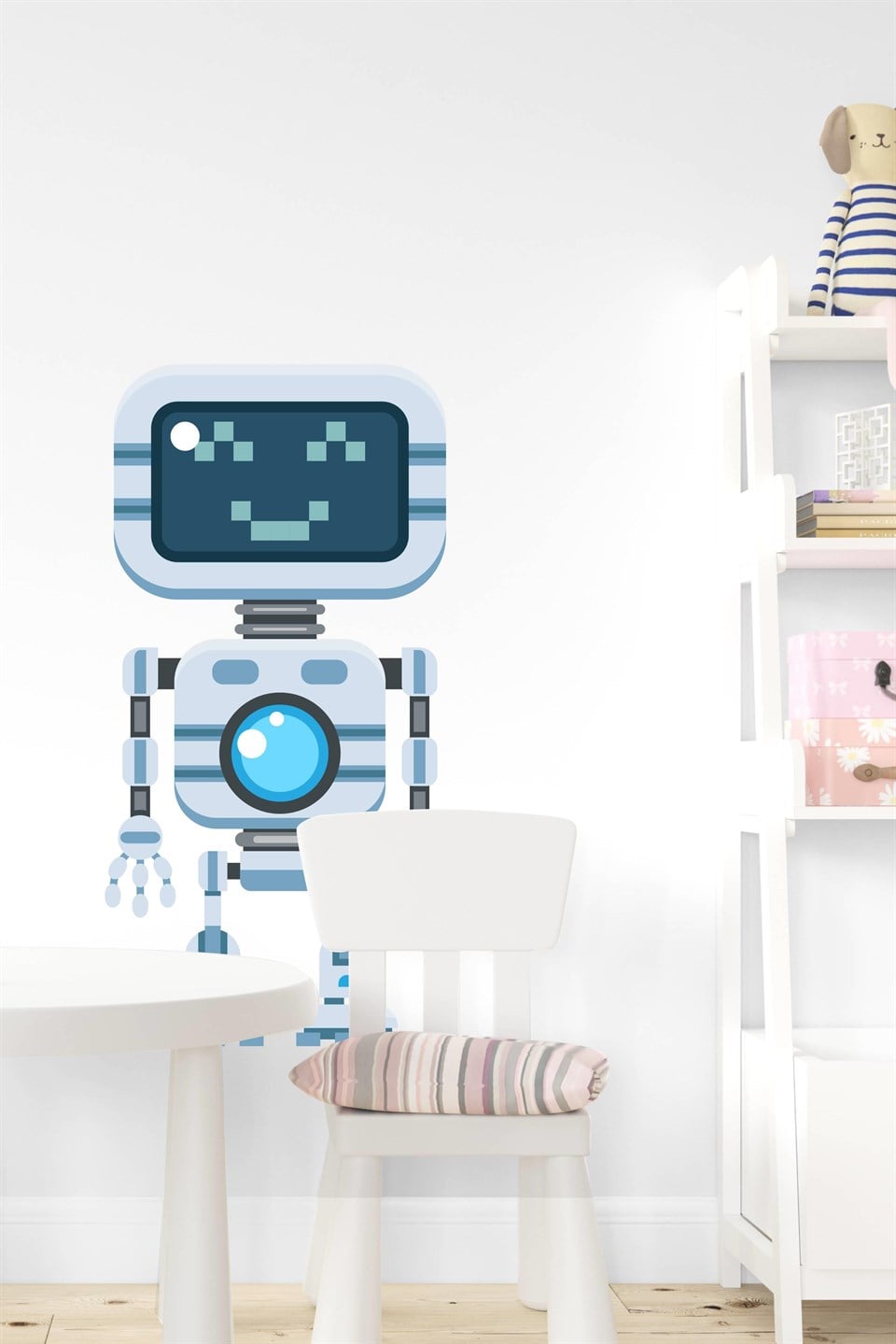 Mavi-Gri Robot Adam Sticker-Çocuk Bebek Odası Sticker