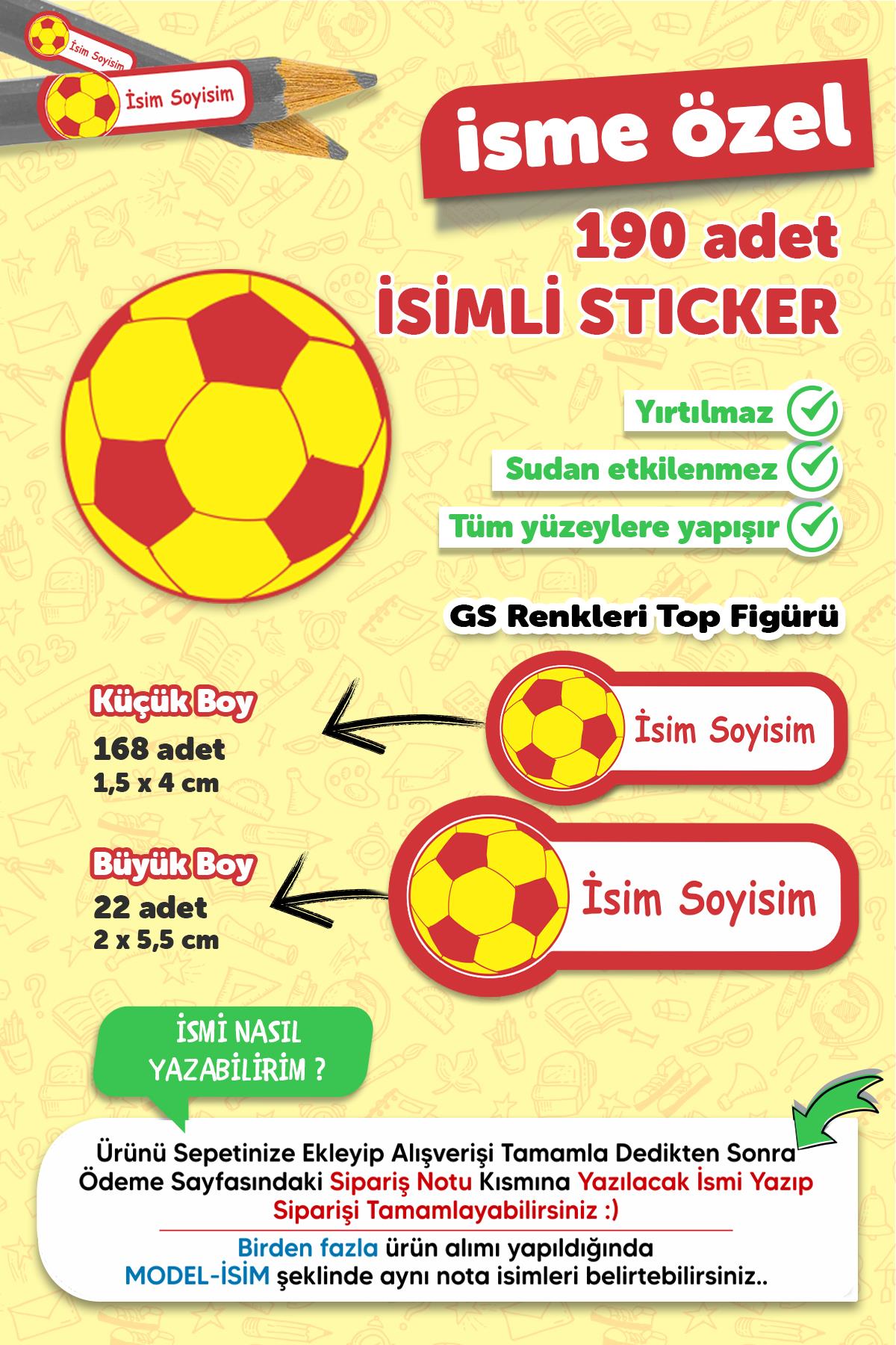 Okul Etiketi Kalem Defter Etiketi Galatasaray Özel Isim Yazılabilen Etiket - 190 Adet